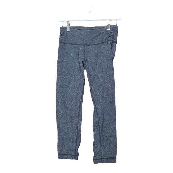 LULULEMON RARE Womens‎ Cardio Kick Crop Leggings SZ 6 Zipper Heathered Coal Gray - Picture 1 of 11